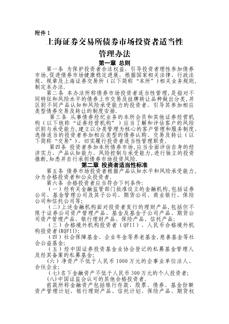 上海证券交易所债券市场投资者适当性管理办法_第1页