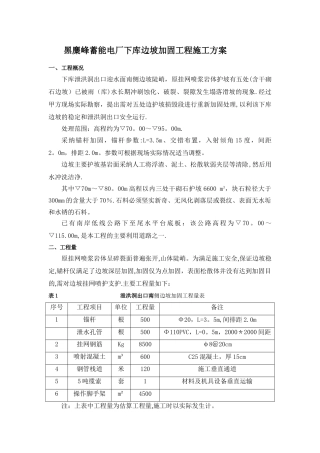 下库边坡加固施工方案