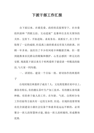下派干部工作汇报