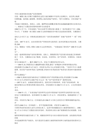 不同土地使用权对房地产估价的影响