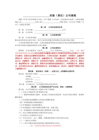 不设董事会不设监事会的一人有限公司章程