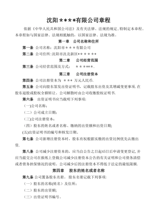 不设董事会公司章程(DOC)