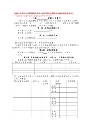 不设董事会不设监事会公司章程模板