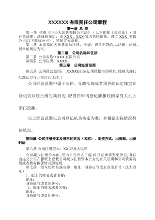 不设董事会的有限责任公司章程
