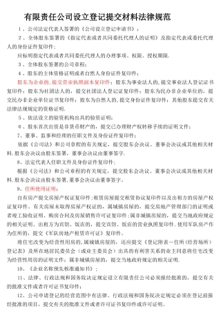 不设董事会监事会公司制企业设立登记文书