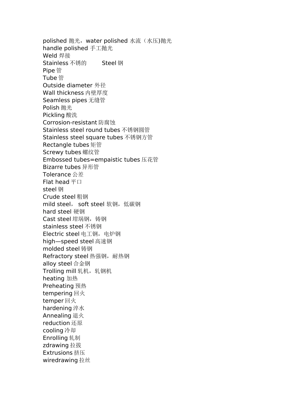 不锈钢英语中英文对照_第1页