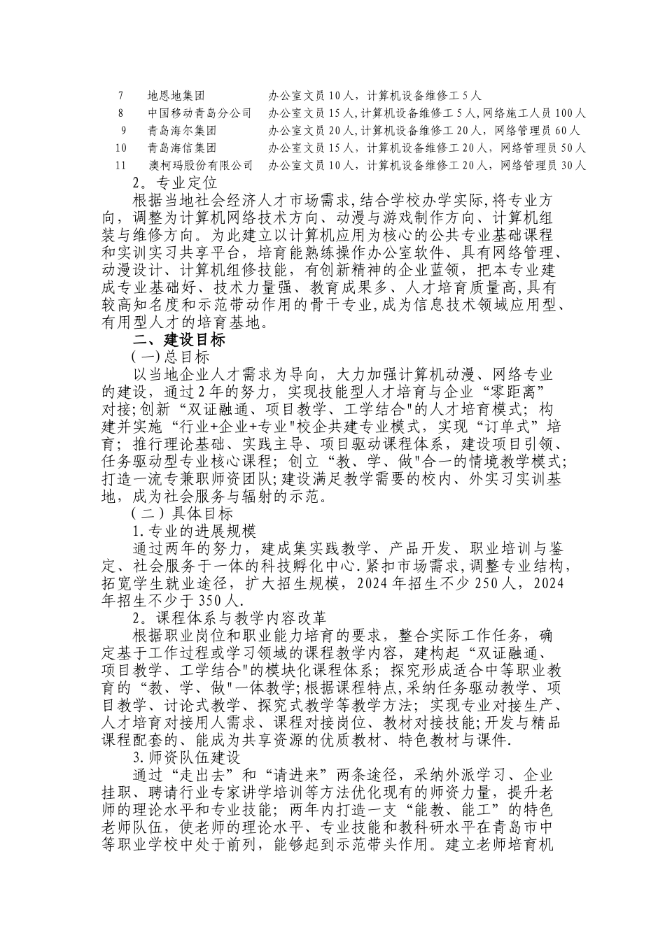 专业三---计算机应用专业及专业群建设计划_第2页