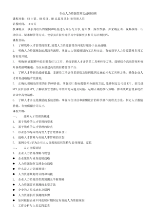 专业人力资源管理实战研修班