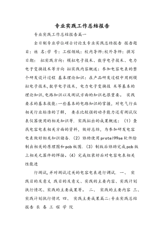专业实践工作总结报告-精选范文