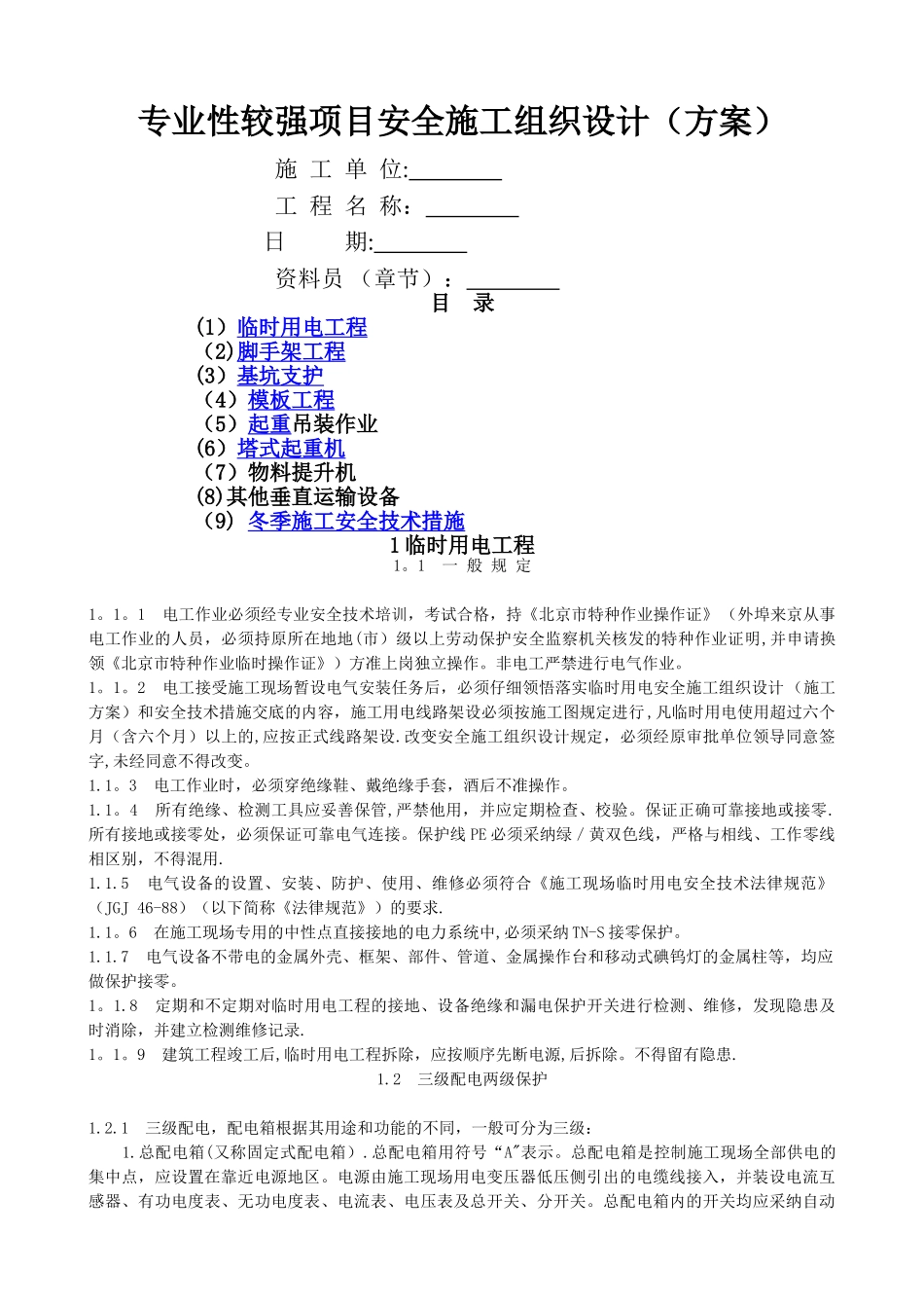 专业性较强项目安全施工组织设计(方案)_第1页