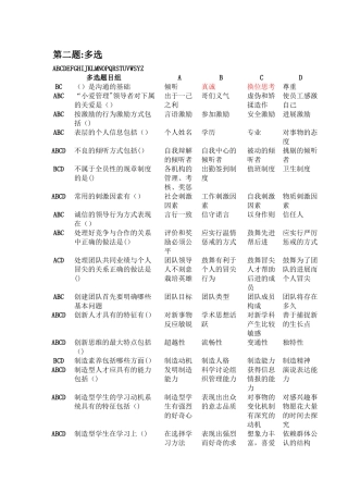 专业技术人员团队建设与创新第二题：多选