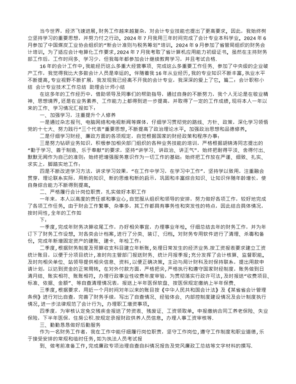 专业技术工作总结会计师_第2页