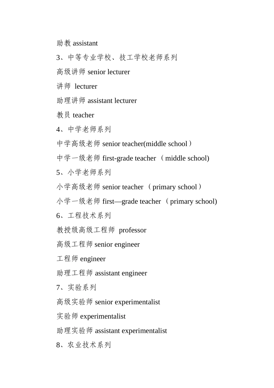 专业技术职称中英文对照_第2页