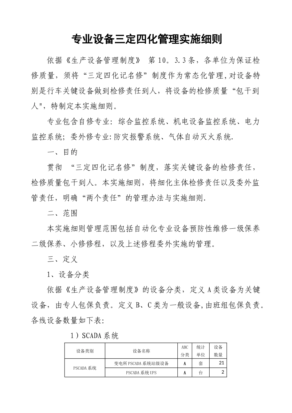 专业设备三定四化管理实施细则_第1页