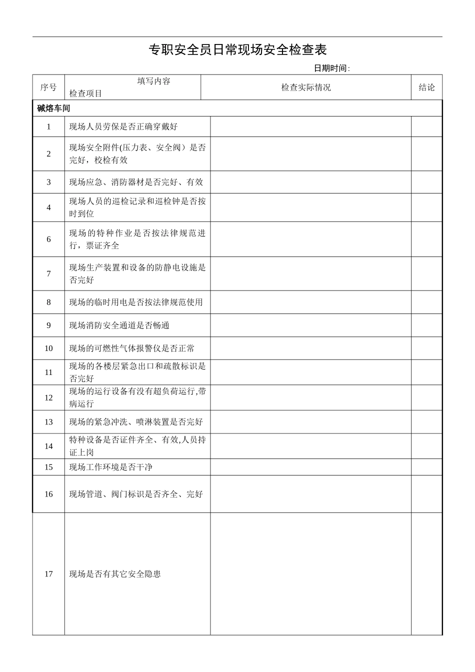 专职安全员日常检查表_第2页