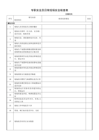 专职安全员日常检查表