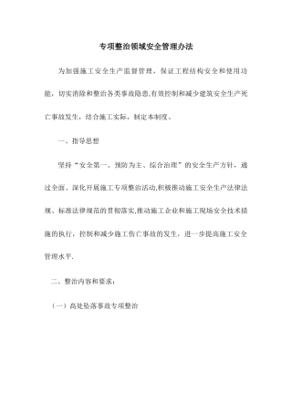 专项整治领域安全管理办法