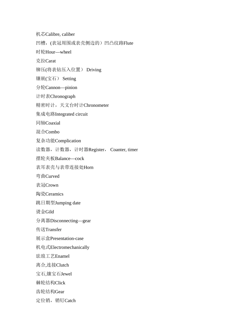世界手表专业词汇中英文对照_第2页