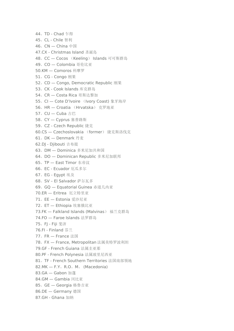 世界各国国名及缩写中英文对照表_第2页