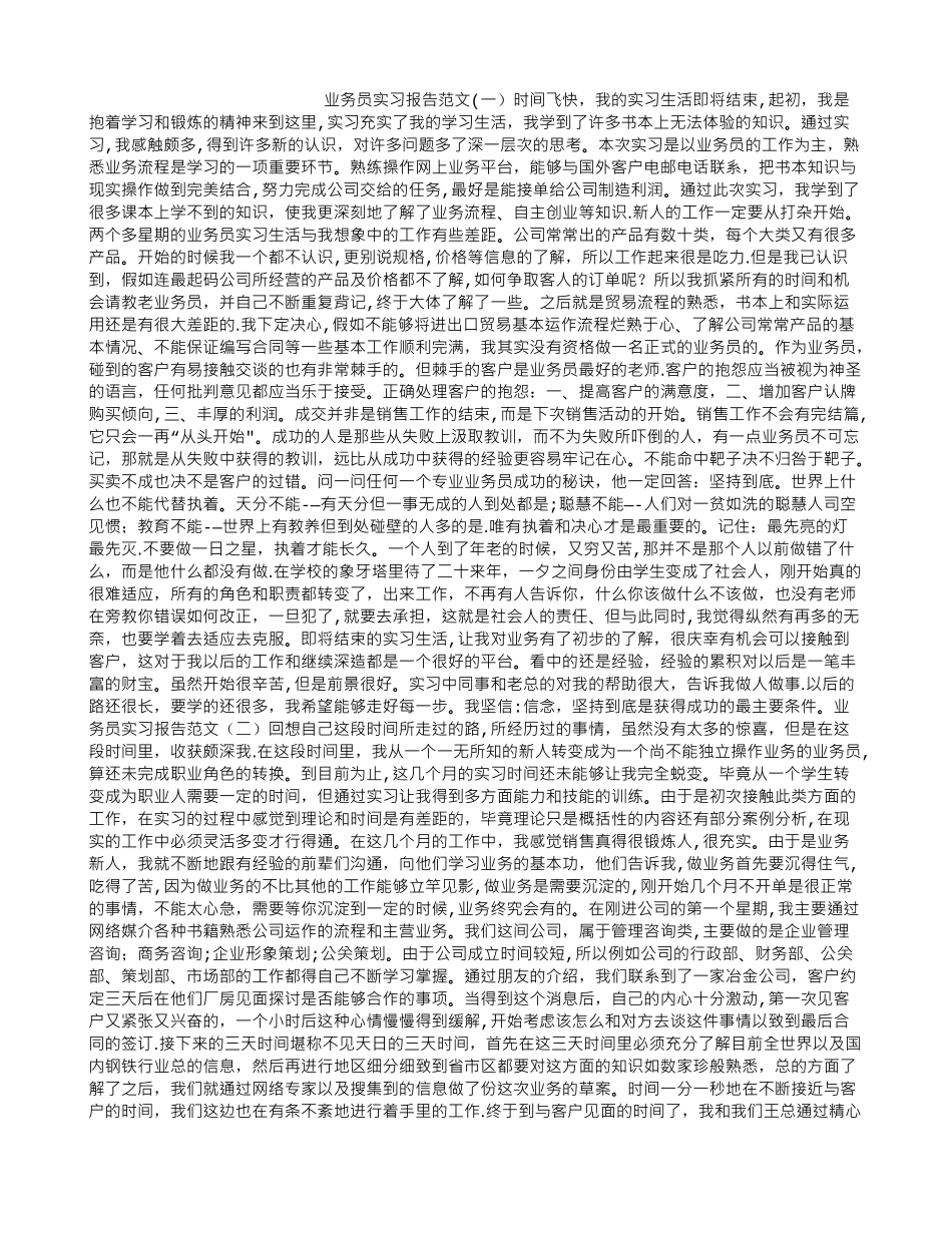 业务员实习报告范文_第1页