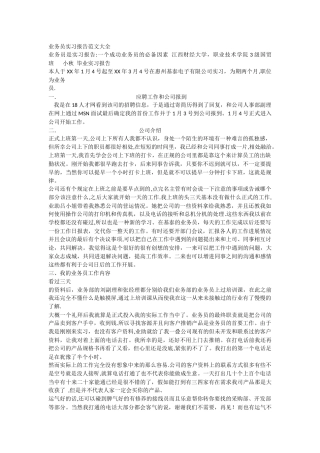 业务员实习报告范文大全