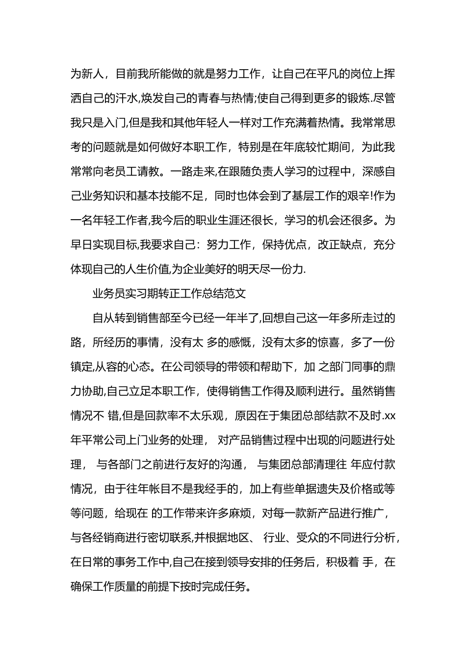 业务员实习期转正工作总结范文_第2页
