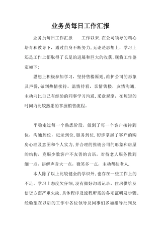 业务员每日工作汇报