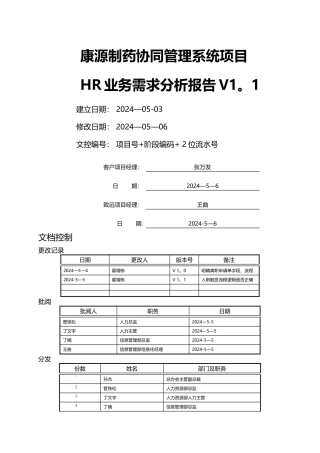业务需求分析报告模板-制药概况