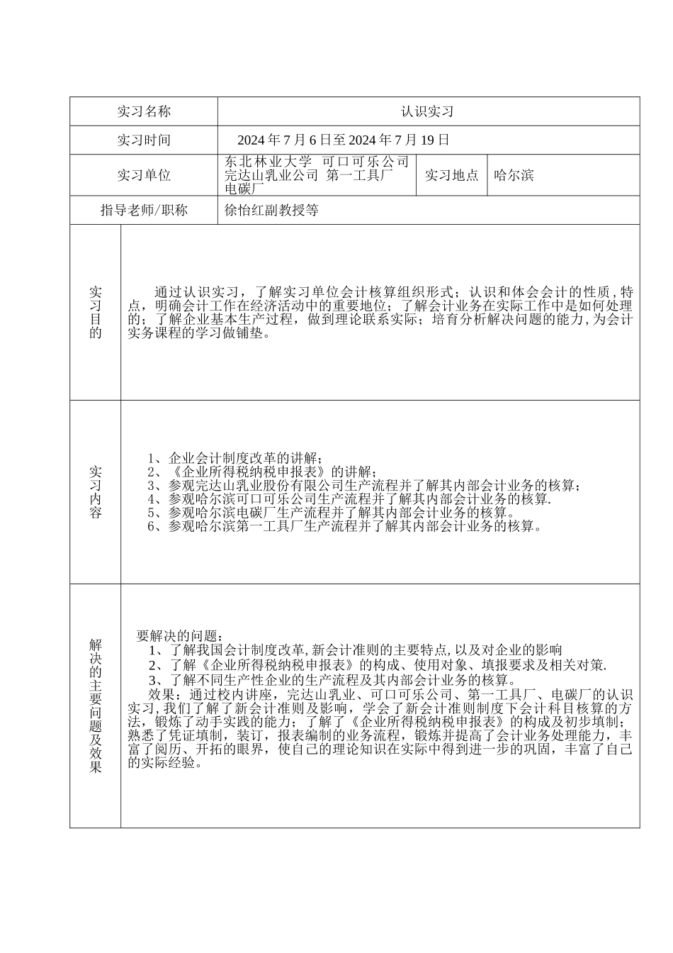 东北林业大学会计专业实习报告_第2页