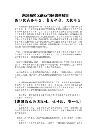东盟商务区商业市场调查报告