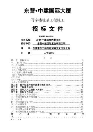 东营-中建国际大厦写字楼桩基施工招标文件