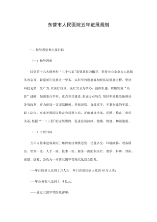 东营市人民医院五年发展规划