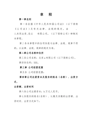 两人及以上-不设董事会及监事会有限公司章程
