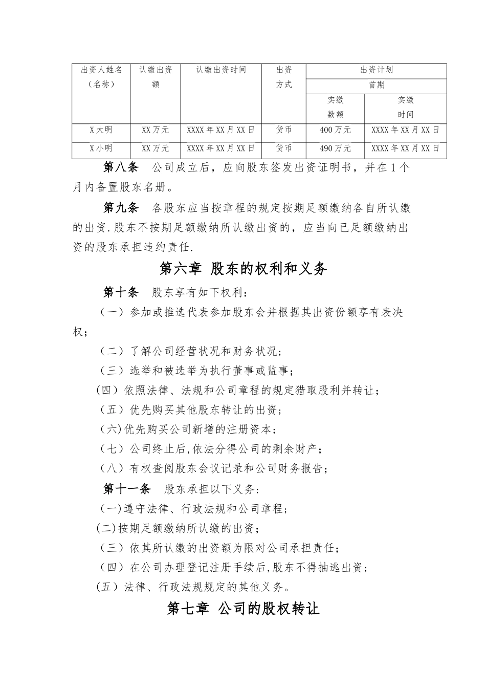 两人开公司章程-模板_第2页