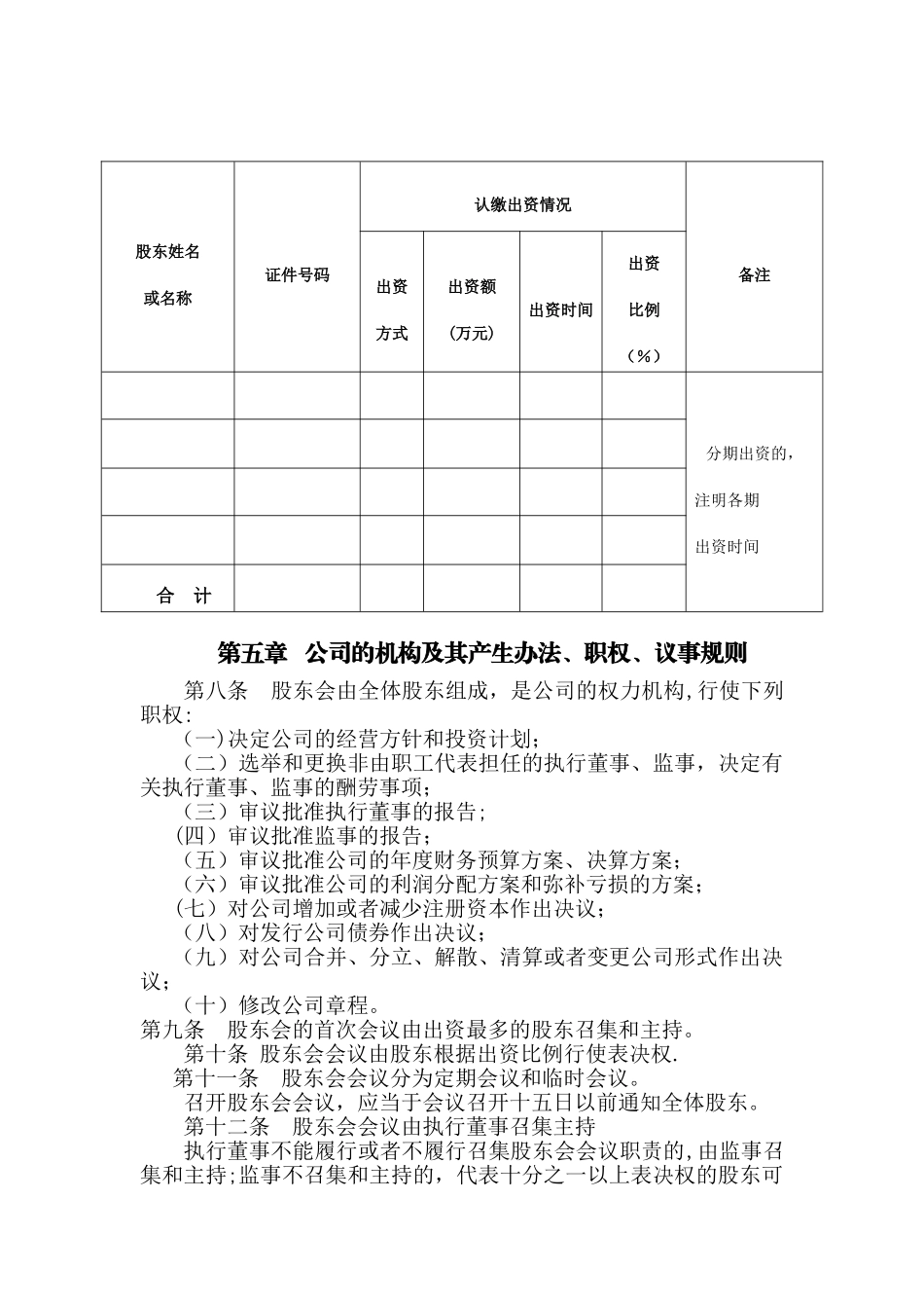 两人及两人以上公司章程工商专用_第2页