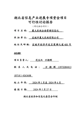 两化融合可行性研究报告