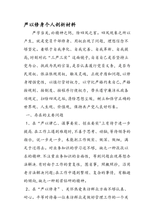严以修身个人剖析材料