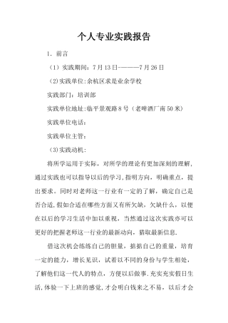 个人专业实践报告