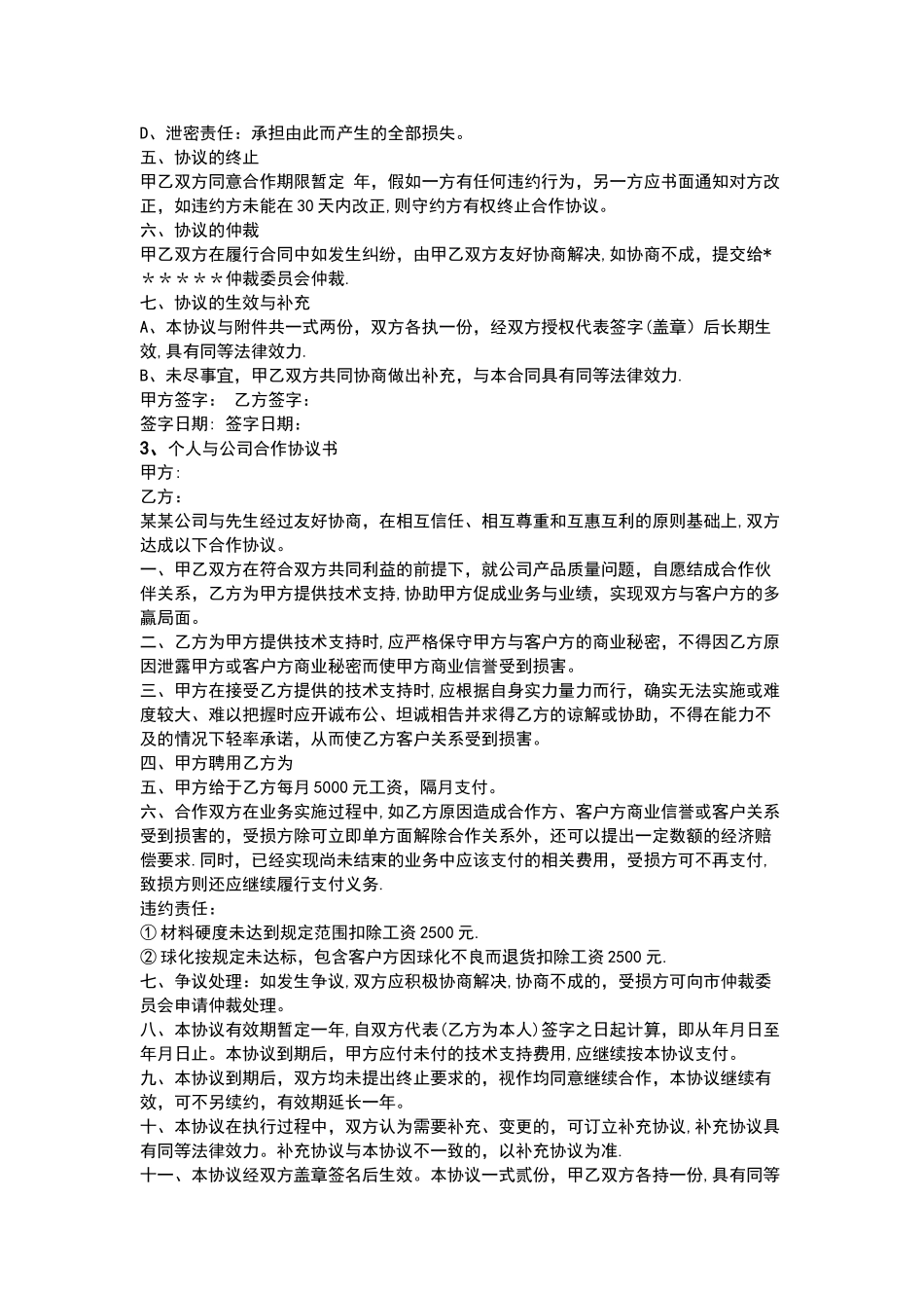 个人与公司管理系统合作协议详情书_第3页