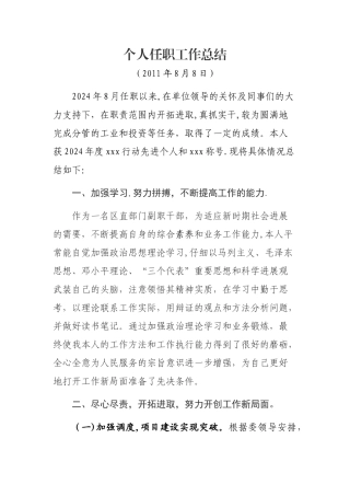 个人任职工作总结