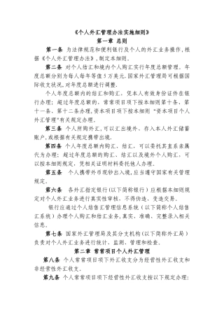 个人外汇管理办法实施细则(制度范本、DOC格式)