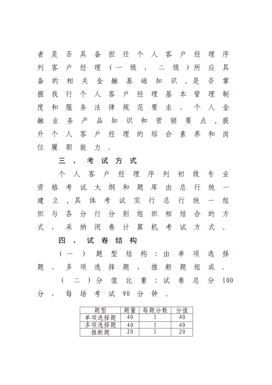 个人客户经理序列初级专业资格考试大纲_第2页