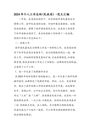 个人工作总结民政局范文汇编