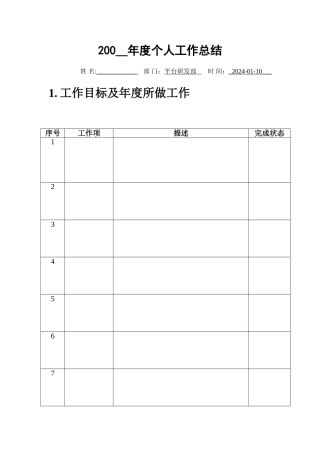 个人工作总结模板文档在线提供