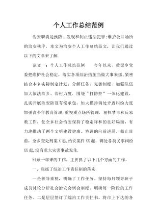 个人工作总结范例