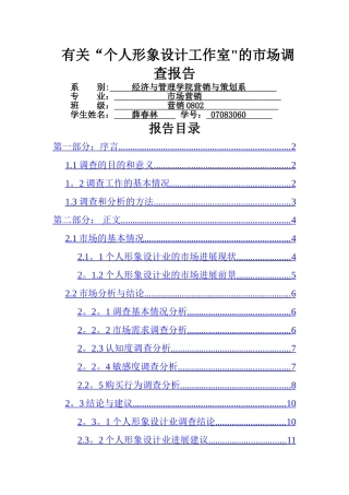 个人形象设计工作室的市场调查报告