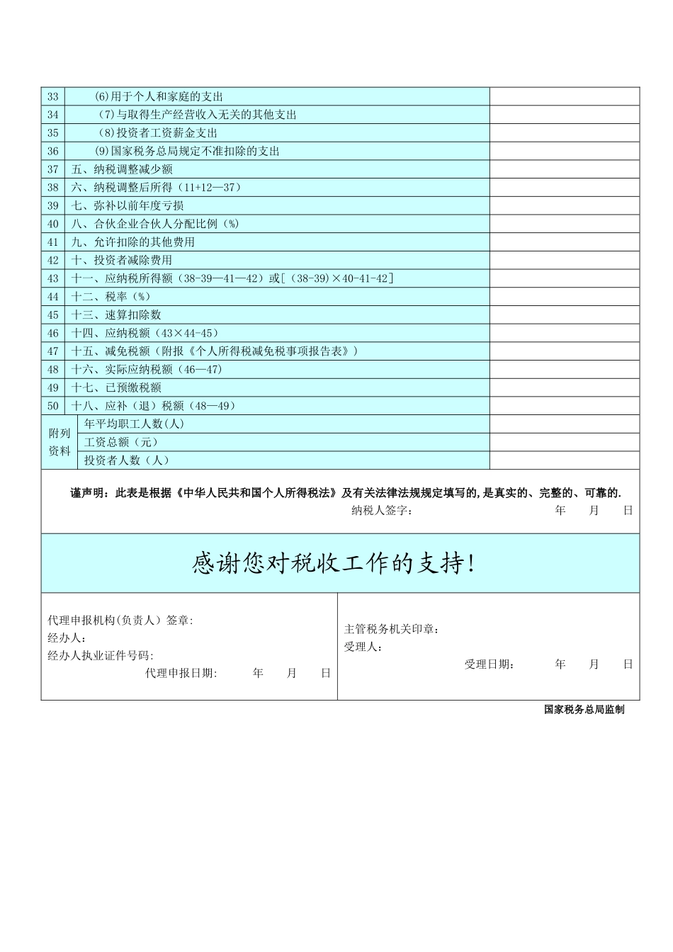 个人所得税生产经营所得纳税申报表(B表_第2页
