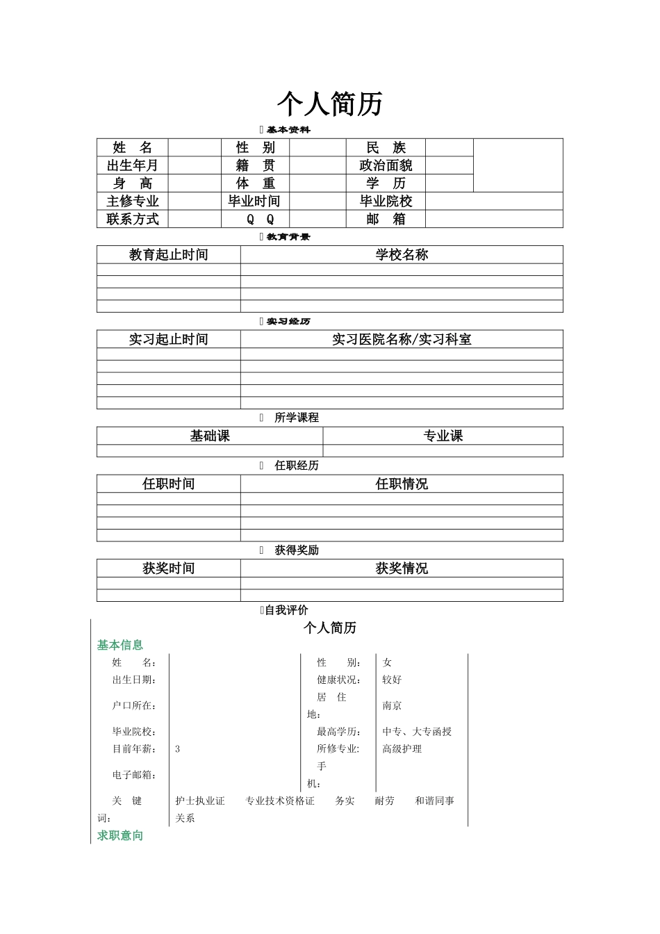 个人简历(医药)_第1页