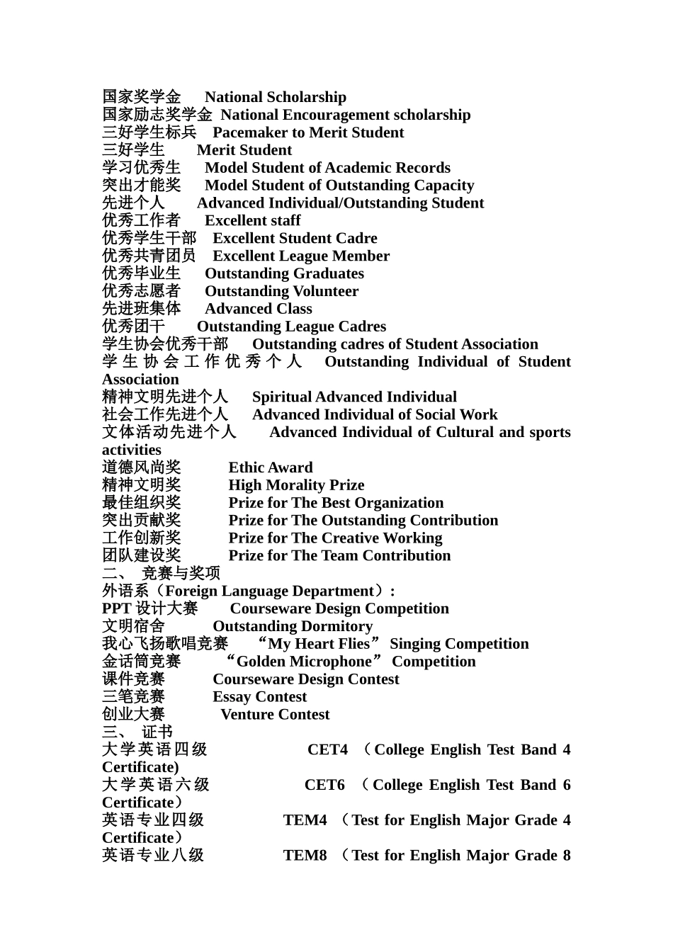 个人简历中英对照版_第1页