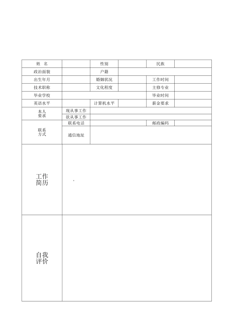 个人简历和求职书范本_第2页